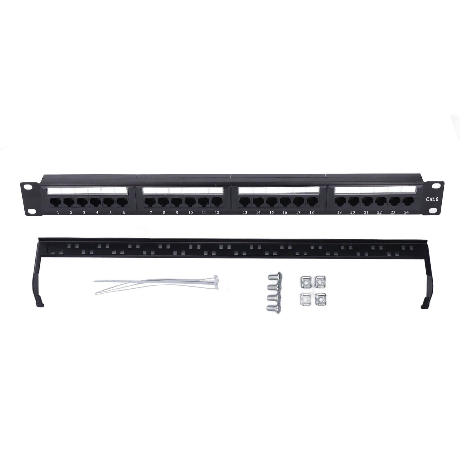 Panneau de Brassage Cat6 24 Ports, Panneau de Brassage Réseau RJ45 Haute compatibilité avec Gestion des Câbles, Panneau de Brassage Réseau pour Commutateur Ethernet Gigabit