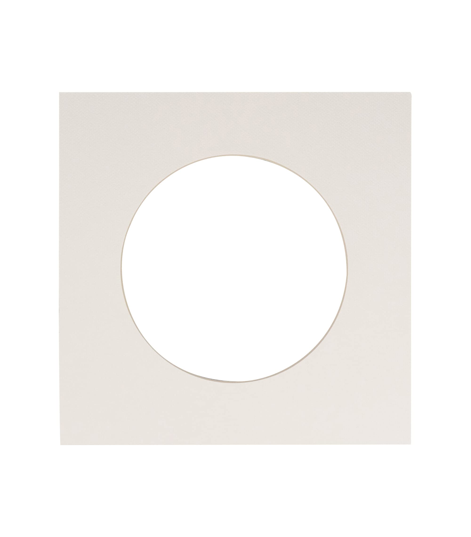 10x10 Mat Bevel Cut for 6x6 Photos - Precut Textured White Circle Shaped Photo Mat Board Opening - Acid Free Matte to Protect Your Pictures - Bevel Cut for Family Photos, Pack of 1 Matboard Show Kit