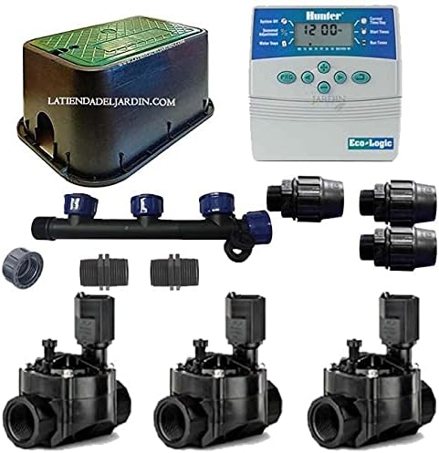 Suinga KIT RIEGO AUTOMATICO 3 Zonas de Riego para riego electrico. Conjunto de Temporizador + Electroválvulas + Accesorios de instalación