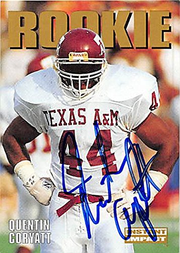 Autograph124932 Texas A&M 1992 Skybox Rookie No. 326 Quentin Coryatt Autographed Football Card
