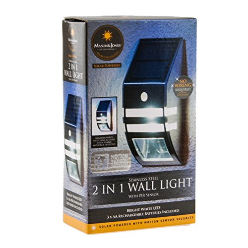 Stainless Steel 2-in-1 Solar Powered Wall Light Motion Security PIR Sensor