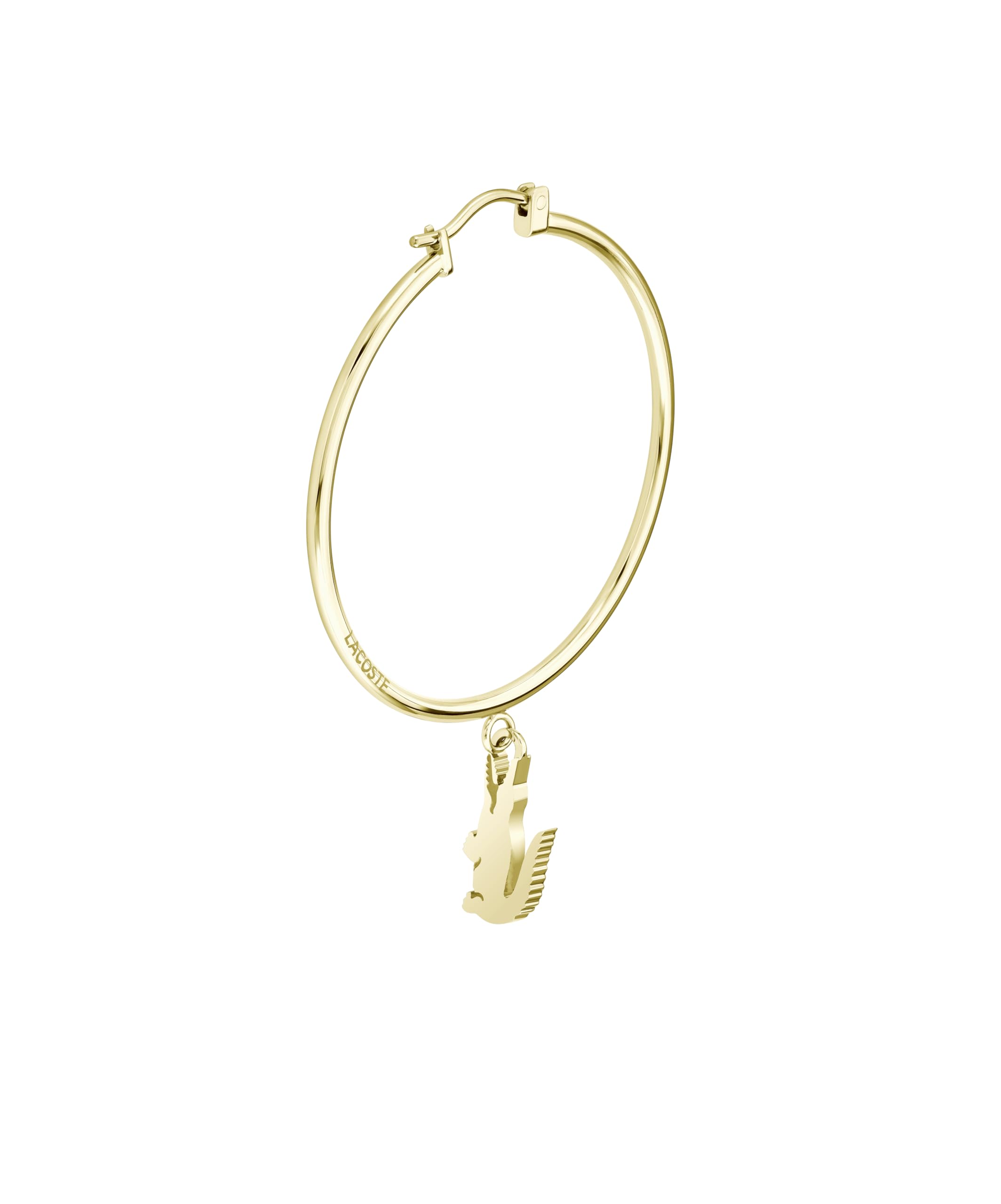 Lacoste Boucles d'Oreilles Créoles Pour Homme et Femme Collection CROCODILE en Acier Inoxydable avec un Charm en forme de Crocodile - Disponible en Version Or ou Argent