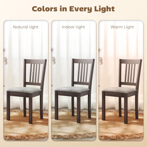 Image of HOMCOM Dining Chairs Set of 2 Upholstered Kitchen Chairs Slat Back Espresso