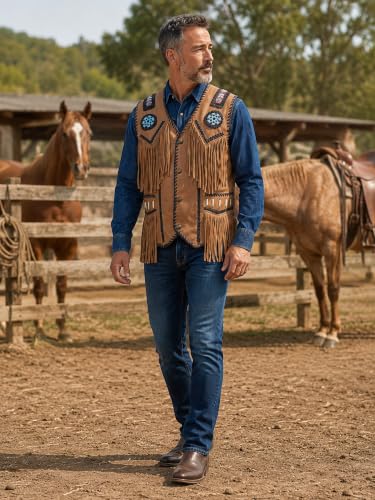 Image of Men's Western Suede Leather Vest