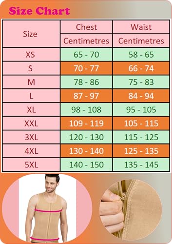 Image of GYNECOMASTIA Full Compression Vest || HIGH COMPRESSION || Front Hook and Zip Closer || Tomboy Chest Binder || Chest and Abdomen Support || Chest Shapewear