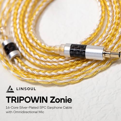 Image of Linsoul Tripowin Zonie 16 Core Silver Plated Cable SPC Earphone Cable for TIN Audio T2 T3 UE900s SE215 SE425 BGVP Earphones (MMCX-3.5mm, Gold)