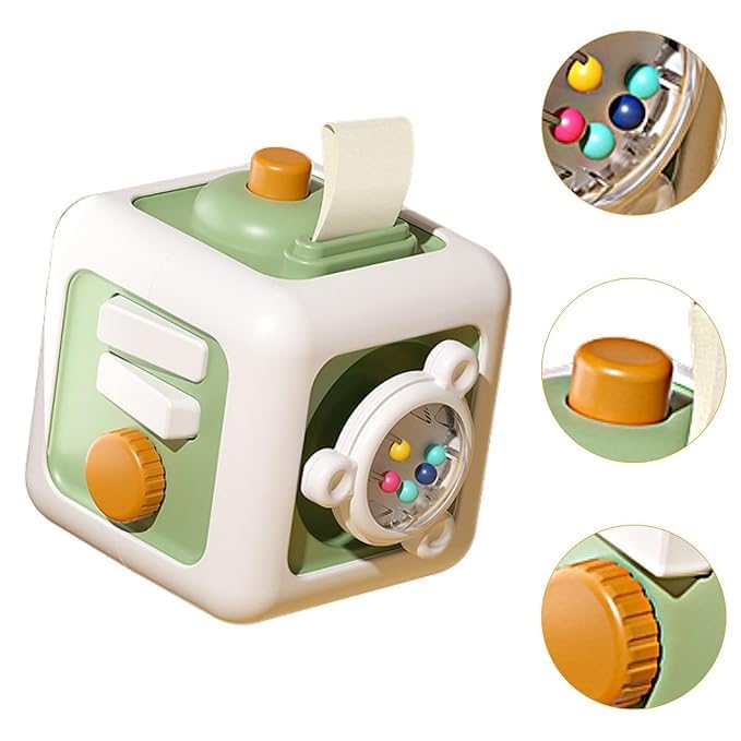 Image of Busy Cube for Kids Montessori Toy Sensory Busy Board Travel Toy for Toddlers (Green)
