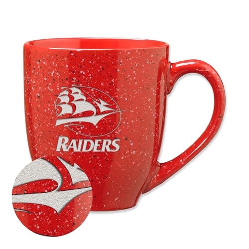 Rico Industries NCAA Shippensburg Raiders Primary Logo Red 16 oz Team Color Laser Engraved Speckled Ceramic Coffee Mug