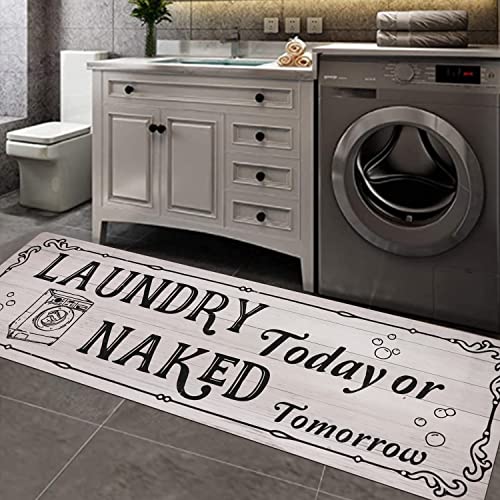 Falflor 20"X59" Farmhouse Laundry Room Rug Runner Non Slip Waterproof