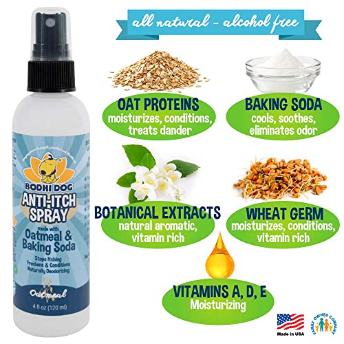 Image of Bodhi Dog Itch Relief Spray - Natural Relief for Dry, Itchy, Allergic, or Bug-Bitten Skin - Safe for Dogs & Cats - Soothing Oatmeal Formula - Made in USA (Oatmeal, 4 Fl Oz)