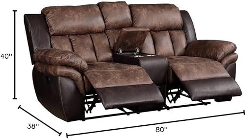Miniatura 3 de Acme Jaylen - Sofá biplaza reclinable de microfibra con consola en color caramelo y espresso