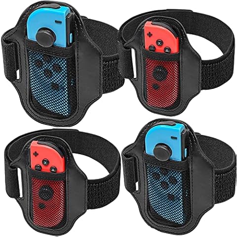 [4 Pack] Switch Leg Strap for Nintendo Switch Sports, TGDPLUE Switch Soccer Leg Straps Compatible with Switch Sports/Ring Fit Adventure, Four Size Adjustbale Elastic Strap for Adults & Children Cover