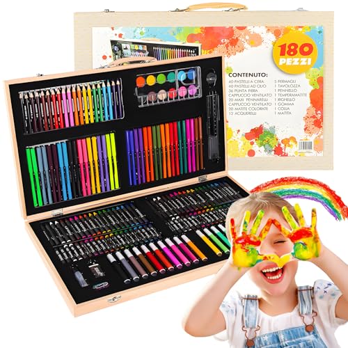 Opiniones de Juegos de dibujo más recomendados. 45 180 Piezas Set de Arte Profesional, LCNBNM kit de Dibujo Profesional con Plumas Acuarelables, Pasteles al Oleo, Crayones, Lápices de Colores, Gouache, Regalo Ideal para Niños