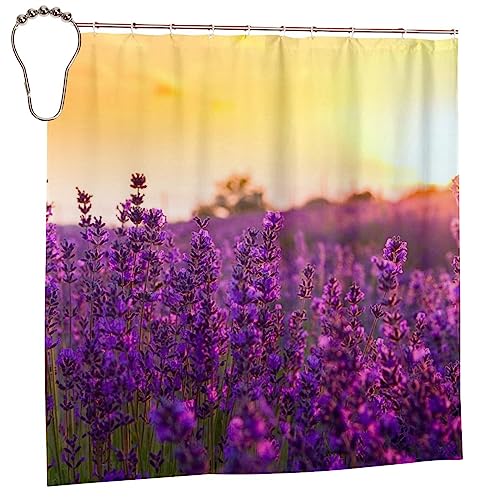 Rideau de douche imperméable lavande anti-moisissure en polyester moderne pour baignoire - 3