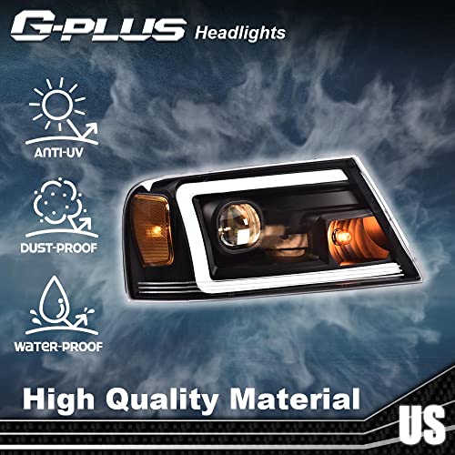G-Plus Led Drl Headlights, Compatible With 2004-2008 Ford F150/ 2006-2008 Lincoln Mark Lt Bumper Headlamp, Clear Lens Black Housing Amber Reflector #TOP2