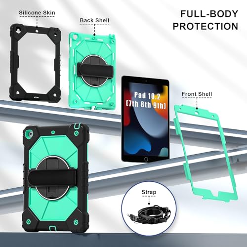 Étui iPad 10.2 antichoc vert pour éviter les rayures avec support pivotant 360° - 2