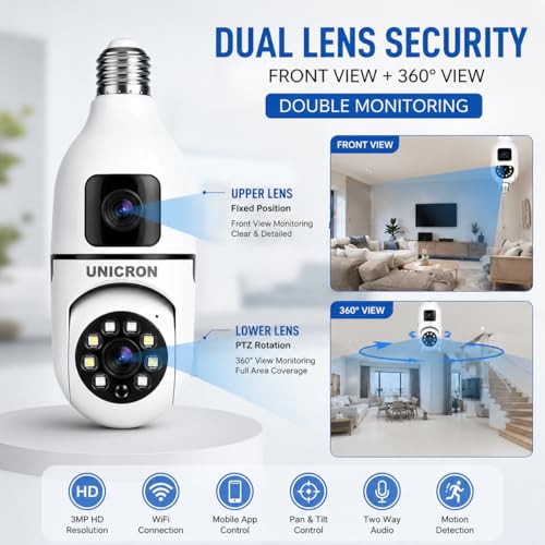 Image of UNICRON CCTV Camera for Home Outdoor & Indoor, 360 WiFi Security Camera