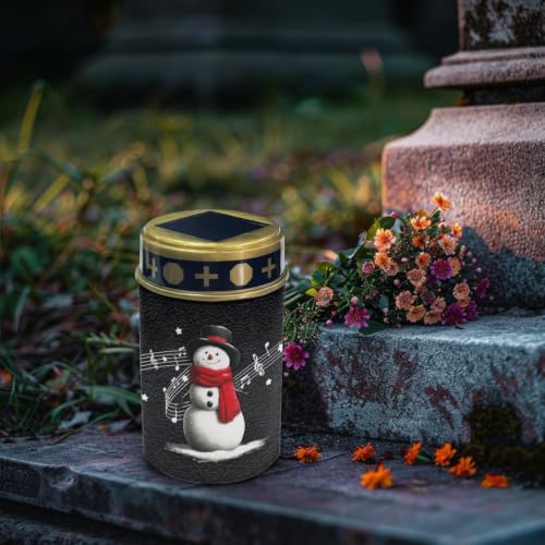 Image of Christmas Cemetery Solar Lights Flameless Candle, 2 Pack | Christmas solar cemetery decorations for grave, snowman waterproof lights for grave memorial gift decor, outdoor