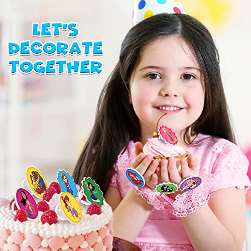 24Pcs Cake Toppers Ring Decor For Kids Cartoon Theme Birthday Party Supplies Baking Cupcake Decorations Party Favors #TOP4