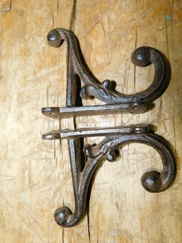 Vintage 6 Cast Iron Brown Victorian Style Coat Hooks Hat Hook Rack Hall Tree