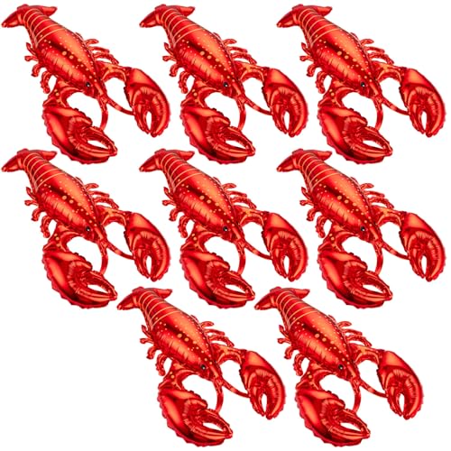 PCTCSHQ 8Pcs Crawfish Balloons Giant Lobster Foil Balloons for Ocean Animal Seafood Shrimp Birthday Party Crawfish Boil Party Decorations