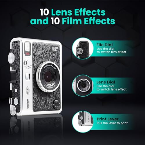 Image of Fujifilm Instant Mini EVO Hybrid Camera Bundle with 20 Instant Film Sheets + 32GB Memory Card + Carrying Case + Flex Tripod + BluebirdSales Cleaning Cloth (Black)