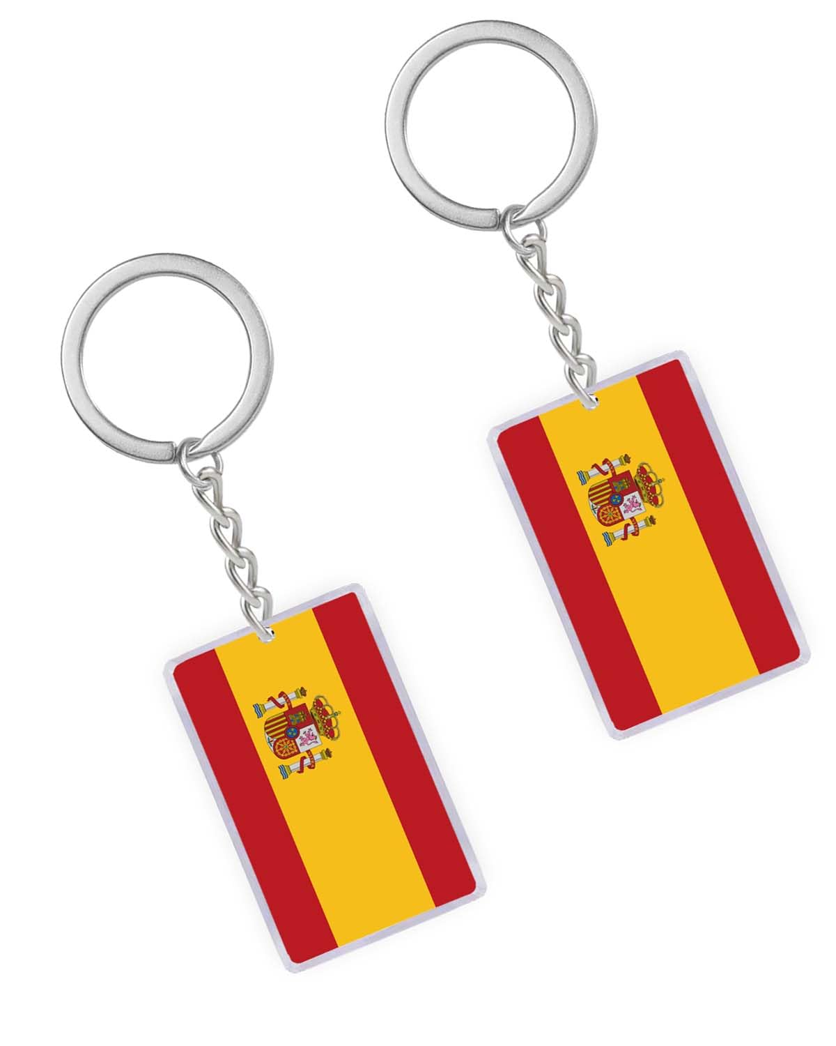 Petite Pine 2 Packs Spain Flag Keyring, Acrylic Spanish Key Fob Keychain Spain
