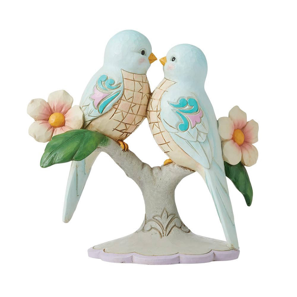 Jim Shore Heartwood Creek Lovebirds on Floral Branches Figurine, 6.3 Inch, Multicolor