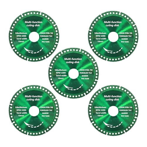 5 Pack 4 Inch Indestructible Disc for Grinder, 7/8" Arbor Angle Grinder Diamond Cutting Disc, Cut Everything in Seconds, Multifunctional Cutting Blade for Metal, Stone, Wood,Tile, PVC Tube（Green）