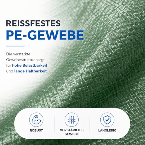 2x2 m Plane & Schutzplane grün - Gartenplane & Allzweckplane wasserdicht - 200 g/m² grün… – Ansicht 4