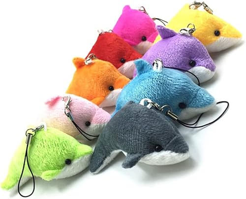 Miniatura 2 de EXCEART Colgante de delfín de felpa, 5 piezas de mini llavero de delfín de animales de peluche, peluche de peluche, llavero de muñeca de peluche,