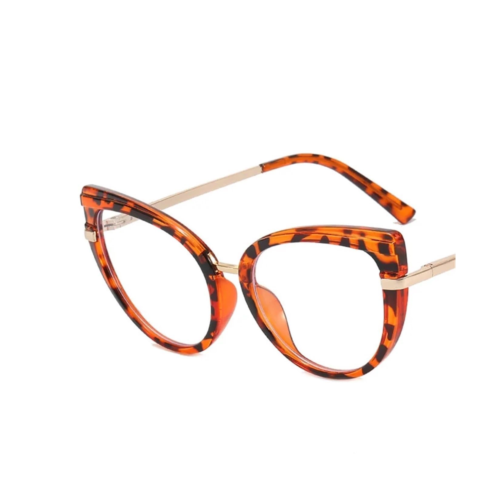KLJUddGY Cat Glasses Blocking Eyewear Frames Geometric Spectacles for Computer Non Prescription Eyeglasses Fashion Reading Glasses Cateye(Leopard Clear)
