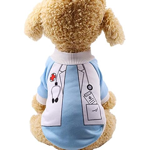 Yu-Xiang 2 Legs Dog Doctor Costume Halloween Party Pet Nurse Cloth Fleece Funny Cat Cosplay Winter Hoodies for Small Mediumn Dogs Cats (Doctor, XL) Cover