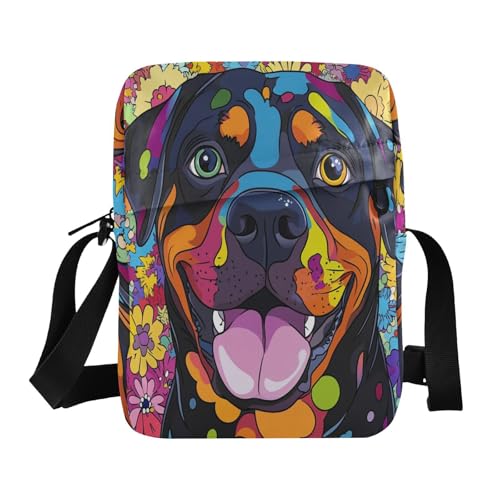messenger bag cute mens shoulder bag Shoulder Handbag Adjustable Strap for Outdoor Daily Outdoor Daily- Funny Rottweiler Dog