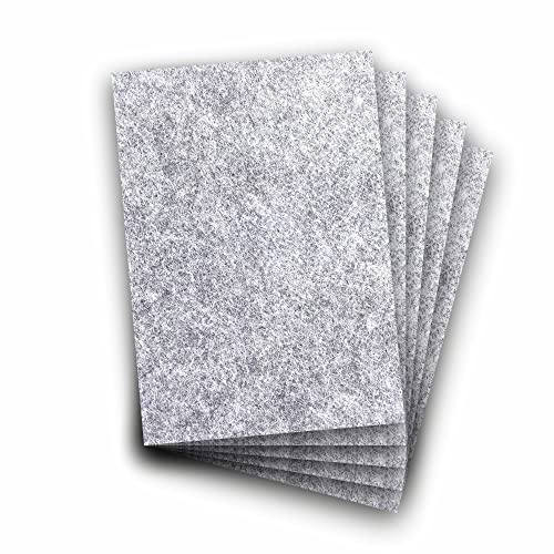 5 Stück Selbstklebende Filzplatten 3 mm stark - DIN A4 (21 x 30 cm) - Filzaufkleber - Basteln (Hellgrau Meliert) Cover