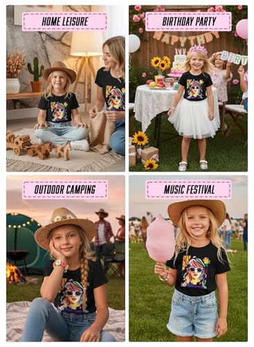 Image of Girl Country Music T-Shirt - Kids Singer Letters Graphic Birthday Shirts Gifts Fan Song Tour Concert Outfit Top