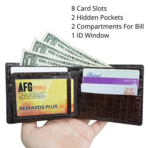 Image of HATA Men Leather Bifold Wallet RFID Blocking Front Pocket Exotic Billfold Handmade Gift For Birthday Wedding Anniversary Father's Day