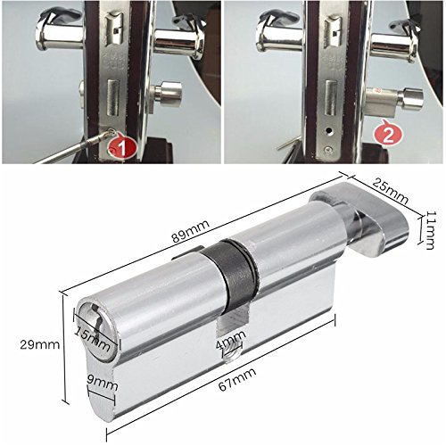 zamek cylindryczny, Zamek do drzwi wewnętrznych z aluminium, kod zabezpieczający, 8, 9 * 2