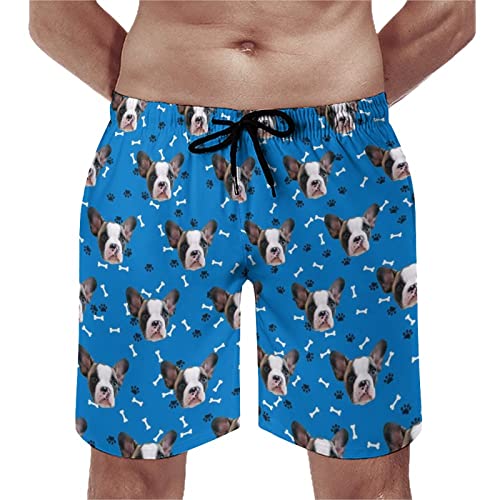 Personalized Mens Beach Shorts Custom Swim Trunks with Face/Photo/Picture/Logo/Text Print, Design Your Own Board Shorts
