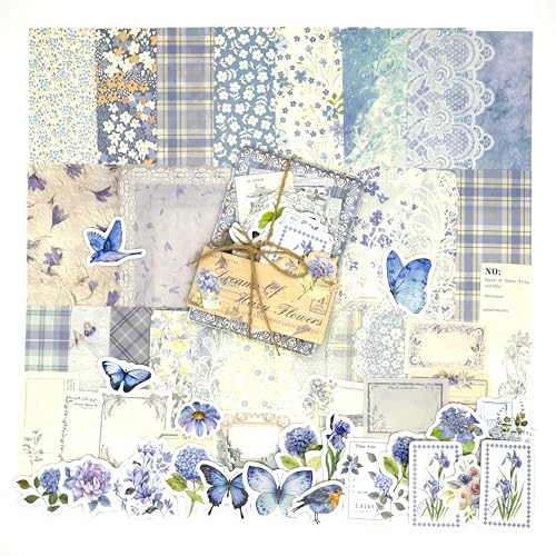 OKUPAN Vintage Floral Scrapbook Paper & Journaling Stickers (100pcs) Assorted