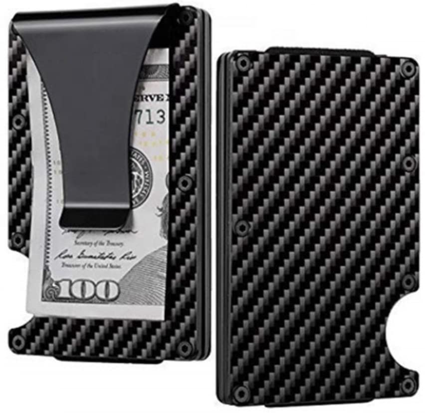 Front Pocket RFID Blocking Minimalist Wallet For Men - Slim Wallet For Men - Metal Wallet With Money Clip For Men (Carbon Fiber)3