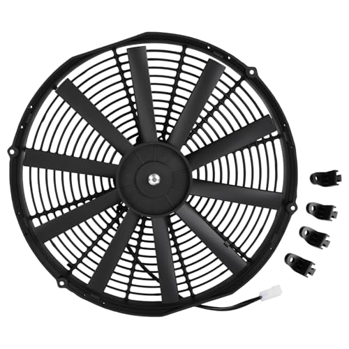 Hututimo 30100400 16 12V Low Profile Radiator Puller Fan Straight Blade VA18-AP10/C-41A 1074 CFM Compatible with Spal Radiators Oil Coolers Race Cars Restoration