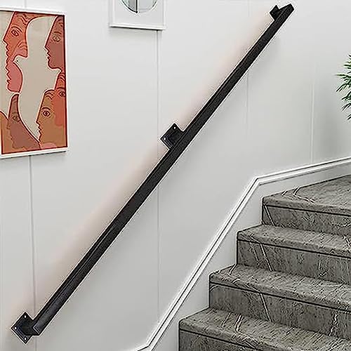 Rampe d'escalier murale en métal carré noir avec kit complet de fixation