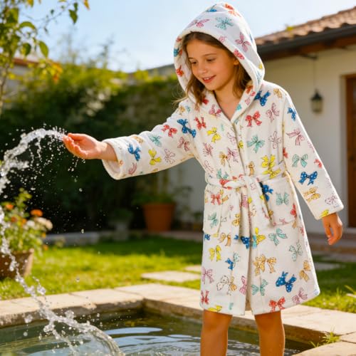 Image of Kids Bathrobe Hooded Plush Fleece Robe for Girls Boys