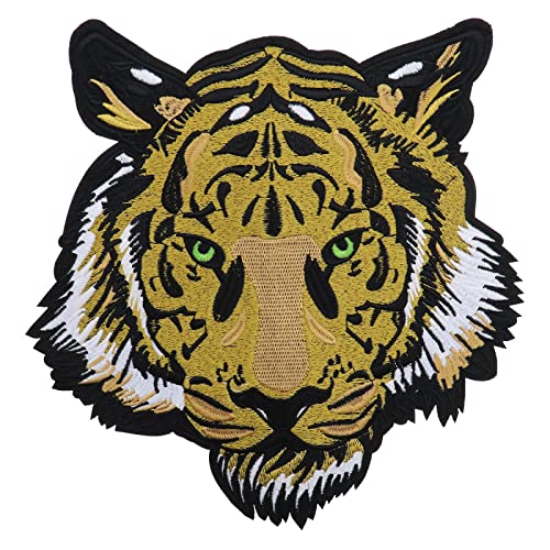 VGOL Grand patch tigre brodé thermocollant à coudre pour vêtements, couvertures, nappes, vestes, bricolage, décoration, réparation de tissu