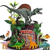 GLAHORSE 26 PCS Dinosaur Cake Toppers With Dinosaur Eggs Leaves Trees Cake Decorations For Birthday Party ,Dinosaur Themed Party, Wild Animals Party,Kids Party Cake Decorations (Dinosaur-D)