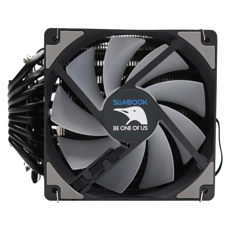SLIMBOOK Cooltop - Dissipatore CPU da 280 W, 8 tubi in rame, 2 ventole da 12 cm RGB, 1600 giri/min, compatibile Intel 1851 e AMD AM5