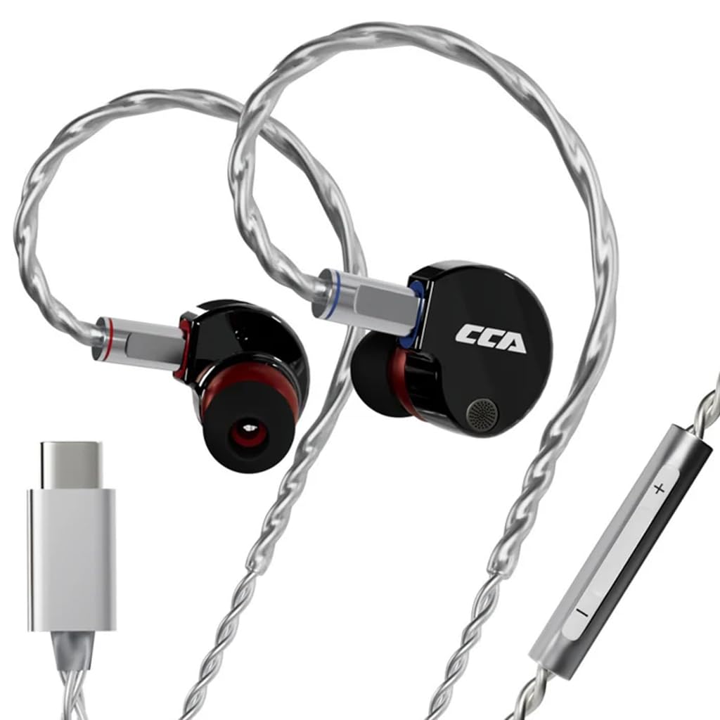 CCA Concept Kart Phoenix Dual Magnet Dynamic Driver IEMs, 10mm LCP Diaphragm, Harman-Tuned, Silver-Plated Detachable Cable, Wired in-Ear Monitors for Studio (DrkGrey-TypeC-Mic)-image-38