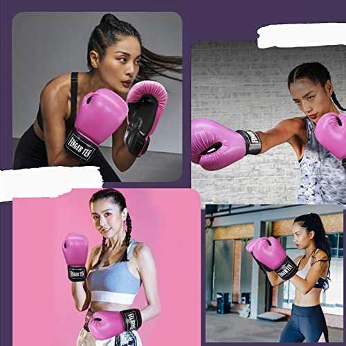 Boxing Gloves Women Punching Sparring Kickboxing Mma Training Heavy Bag Glove Pink White Rosy Black Leather For 8 10 12 14 Oz For Womens(Rosy, 12 Oz) #TOP5