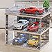 kivcmds 1:18 Scale 3-Tiers Model Car Display Case with Parking Lot Scene for Sports Car and Lego Models Collector, Display Stand for Alloy Car Toy with Light (3-Tiers Convenience Store Parking Lot)